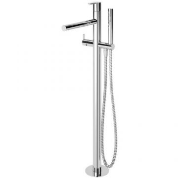 Baterie cada freestanding Bruma Leaf cu kit de dus, crom - Culoare Crom