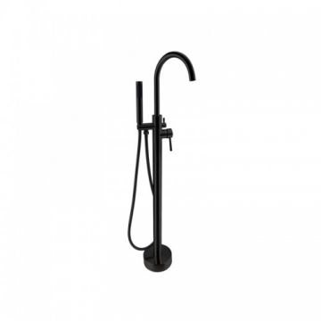 Baterie cada freestanding Karag Artemis, negru, cu kit de dus - Culoare Negru