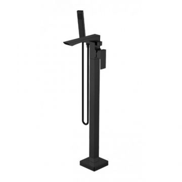 Baterie cada freestanding Wellis Mamba, negru, cu kit de dus - Culoare Negru