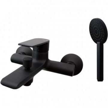 Baterie cada Vema Timea cu set de dus, negru - Culoare Negru
