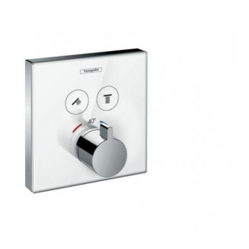 Baterie dus incastrata termostata Hansgrohe Showerselect Glass, patrata - Culoare Crom