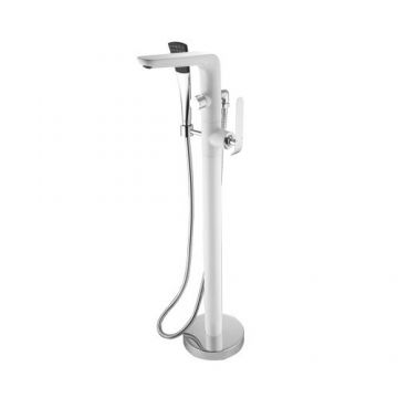 Baterie cada freestanding Wellis Rundo Solo cu kit de dus - Culoare Crom