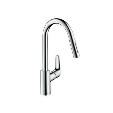 Baterie inalta bucatarie Hansgrohe Focus E2 cu dus extractibil, crom - Culoare Crom