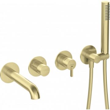 Set baterie cada Deante Silia incastrat, cu 4 orificii, auriu periat - Culoare aur periat