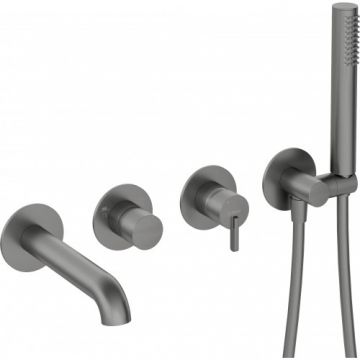 Set baterie cada Deante Silia incastrat, cu 4 orificii, titanium - Culoare Gri