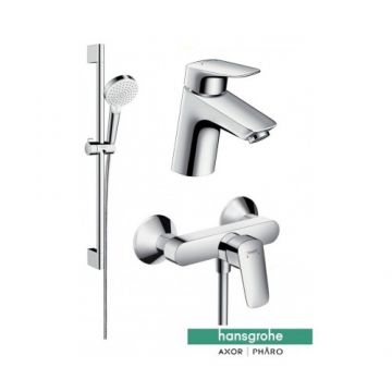 Set baterii Hansgrohe Logis 100, crom cu baterie dus