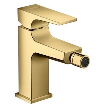 Baterie bideu Hansgrohe Metropol cu ventil push-open  gold optic lustruit