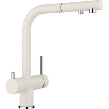 Baterie bucatarie Blanco Fontas-S II cu 3 cai  dus extractibil  alb antic