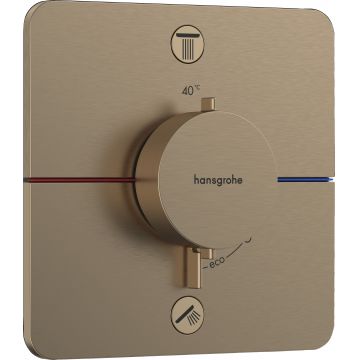 Baterie cada - dus termostatata Hansgrohe ShowerSelect Comfort Q cu 2 functii  montaj incastrat  necesita corp ingropat  bronz periat