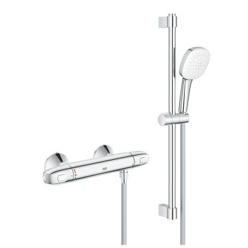 Baterie dus termostatata Grohe Grohtherm 1000 cu set de dus Tempesta Cube  crom