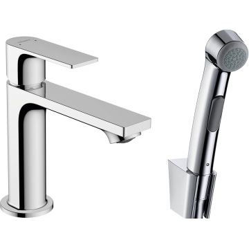 Baterie lavoar Hansgrohe Rebris E 110 EcoSmart cu dus tip bideu pentru igiena intima  fara ventil  crom