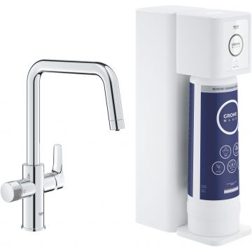 Baterie bucatarie Grohe Blue Pure Eurosmart cu pipa U  sistem filtrare osmoza  starter kit  crom