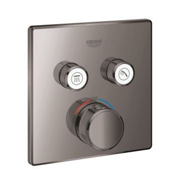 Baterie cada - dus termostatata Grohe Grohtherm SmartControl cu 2 functii  montaj incastrat  necesita corp ingropat  hard graphite