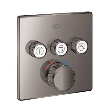 Baterie cada - dus termostatata Grohe Grohtherm SmartControl cu 3 functii  montaj incastrat  necesita corp ingropat  hard graphite