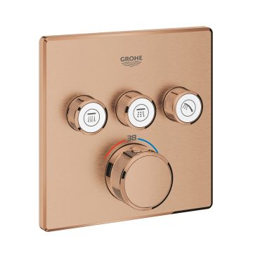 Baterie cada - dus termostatata Grohe Grohtherm SmartControl Cube cu 3 functii  montaj incastrat  necesita corp ingropat  brushed warm sunset