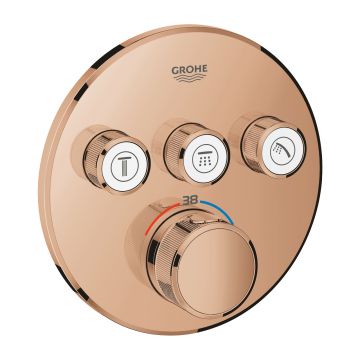 Baterie cada - dus termostatata Grohe Grohtherm SmartControl Round cu 3 functii  montaj incastrat  necesita corp ingropat  warm sunset