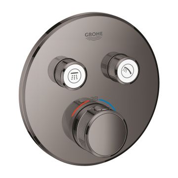 Baterie cada - dus termostatata Grohe Grohtherm SmartControl Round  montaj incastrat  necesita corp ingropat  hard graphite