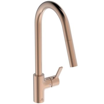 Baterie chiuveta bucatarie cu dus extractibil Ideal Standard Gusto cupru sunset rose Baterie chiuveta bucatarie cu dus extractibil Ideal Standard Gusto cupru sunset rose
