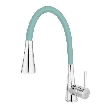 Baterie chiuveta bucatarie cu pipa flexibila culoare turcoaz mat Ferro Zumba II Baterie chiuveta bucatarie cu pipa flexibila culoare turcoaz mat Ferro Zumba II