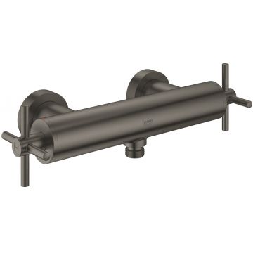 Baterie dus Grohe Atrio cu dubla comanda  manere cruce  brushed hard graphite