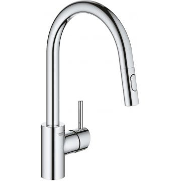 Baterie bucatarie Grohe Concetto cu dus extractibil dual spray  pipa C  crom