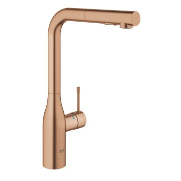 Baterie bucatarie Grohe Essence cu dus extractibil dual spray  pipa L  brushed warm sunset