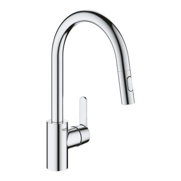 Baterie bucatarie Grohe Get cu dus extractibil dual spray  pipa C  crom