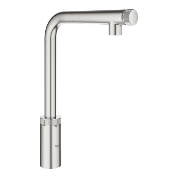 Baterie bucatarie Grohe Minta SmartControl cu dus extractibil  pipa L  supersteel