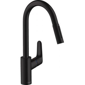 Baterie bucatarie Hansgrohe Focus 240  dus extractibil  negru mat