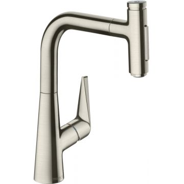 Baterie bucatarie Hansgrohe Talis Select M51220  dus extractibil cu 2 tipuri de jet si Sbox  finisaj inox