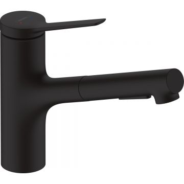 Baterie bucatarie Hansgrohe Zesis M33 150  dus extractibil cu 2 tipuri de  jet  negru mat