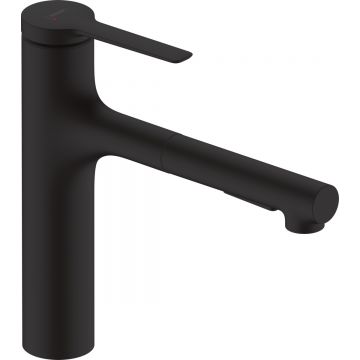 Baterie bucatarie Hansgrohe Zesis M33 160  dus extractibil cu 2 tipuri de  jet  negru mat