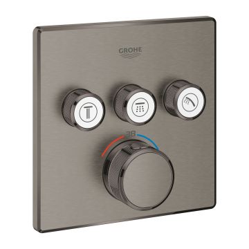 Baterie cada - dus termostatata Grohe Grohtherm SmartControl cu 3 functii  montaj incastrat  necesita corp ingropat  brushed hard graphite