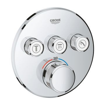 Baterie cada - dus termostatata Grohe Grohtherm SmartControl Round cu 3 functii  montaj incastrat  necesita corp ingropat  crom
