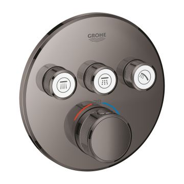 Baterie cada - dus termostatata Grohe Grohtherm SmartControl Round cu 3 functii  montaj incastrat  necesita corp ingropat  hard graphite