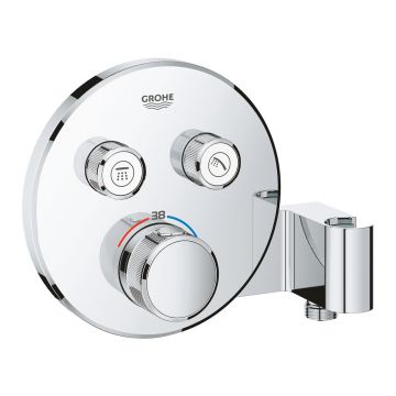 Baterie cada - dus termostatata Grohe Grohtherm SmartControl Round cu agatatoare dus integrata  montaj incastrat  necesita corp ingropat  crom