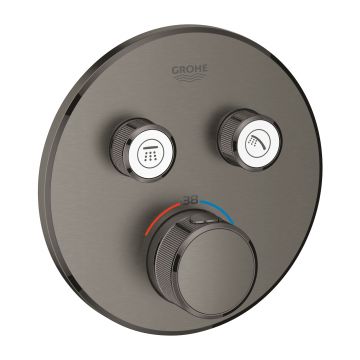 Baterie cada - dus termostatata Grohe Grohtherm SmartControl Round  montaj incastrat  necesita corp ingropat  brushed hard graphite
