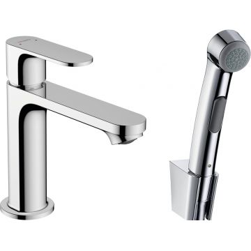 Baterie lavoar Hansgrohe Rebris S 110 EcoSmart cu dus tip bideu pentru igiena intima  fara ventil  crom
