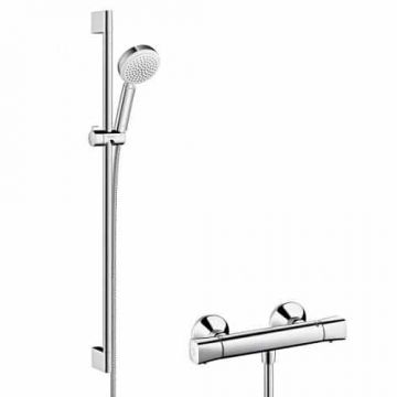 Set de dus cu baterie termostatata Hansgrohe Crometta 100 alb