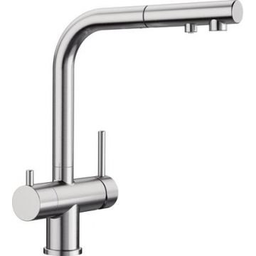Baterie bucatarie Blanco Fontas-S II cu 3 cai  dus extractibil  inox