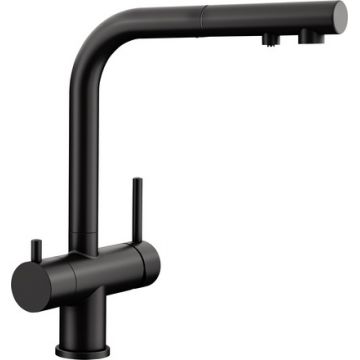 Baterie bucatarie Blanco Fontas-S II cu 3 cai  dus extractibil  negru mat