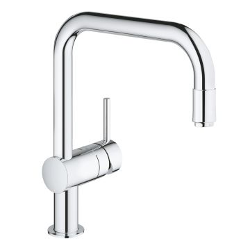 Baterie bucatarie Grohe Minta cu dus extractibil  pipa U  crom