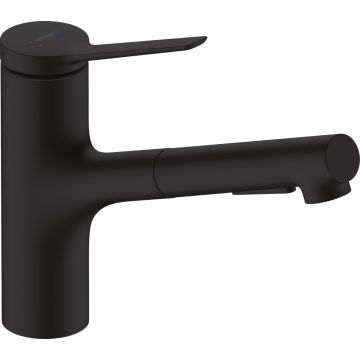 Baterie bucatarie Hansgrohe Zesis M33 cu pipa extractibila  ComfortZone 150  sBox  negru mat
