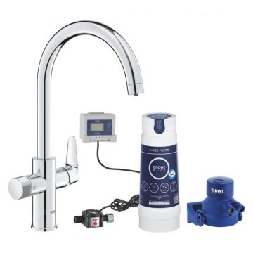 Baterie chiuveta bucatarie crom cu filtru de apa Grohe Blue Pure Baucurve