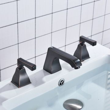 Baterie cu montare pe lavoar, negru mat, cu dubla comanda