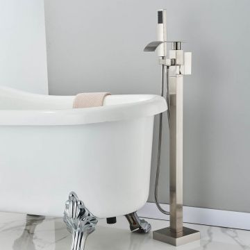 Baterie de podea cu cadru patrat si efect de cascada, cu 2 functii de curgere, argintiu, cod 1246