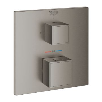 Baterie dus termostatata Grohe Grohtherm Cube cu 1 functie  montaj incastrat  necesita corp ingropat  brushed hard graphite