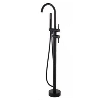 Baterie freestanding negru mat cu cadru rotund, si pipa pivotanta, Brunoti