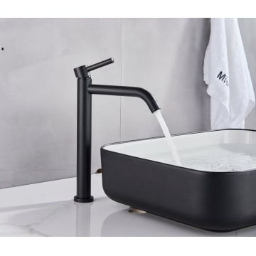 Baterie slim pentru lavoar, negru mat, cu montare in blat