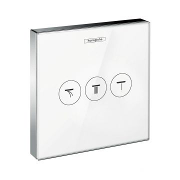 Divertor Hansgrohe ShowerSelect Glass HighFlow cu 3 functii  montaj incastrat  necesita corp ingropat  alb-crom